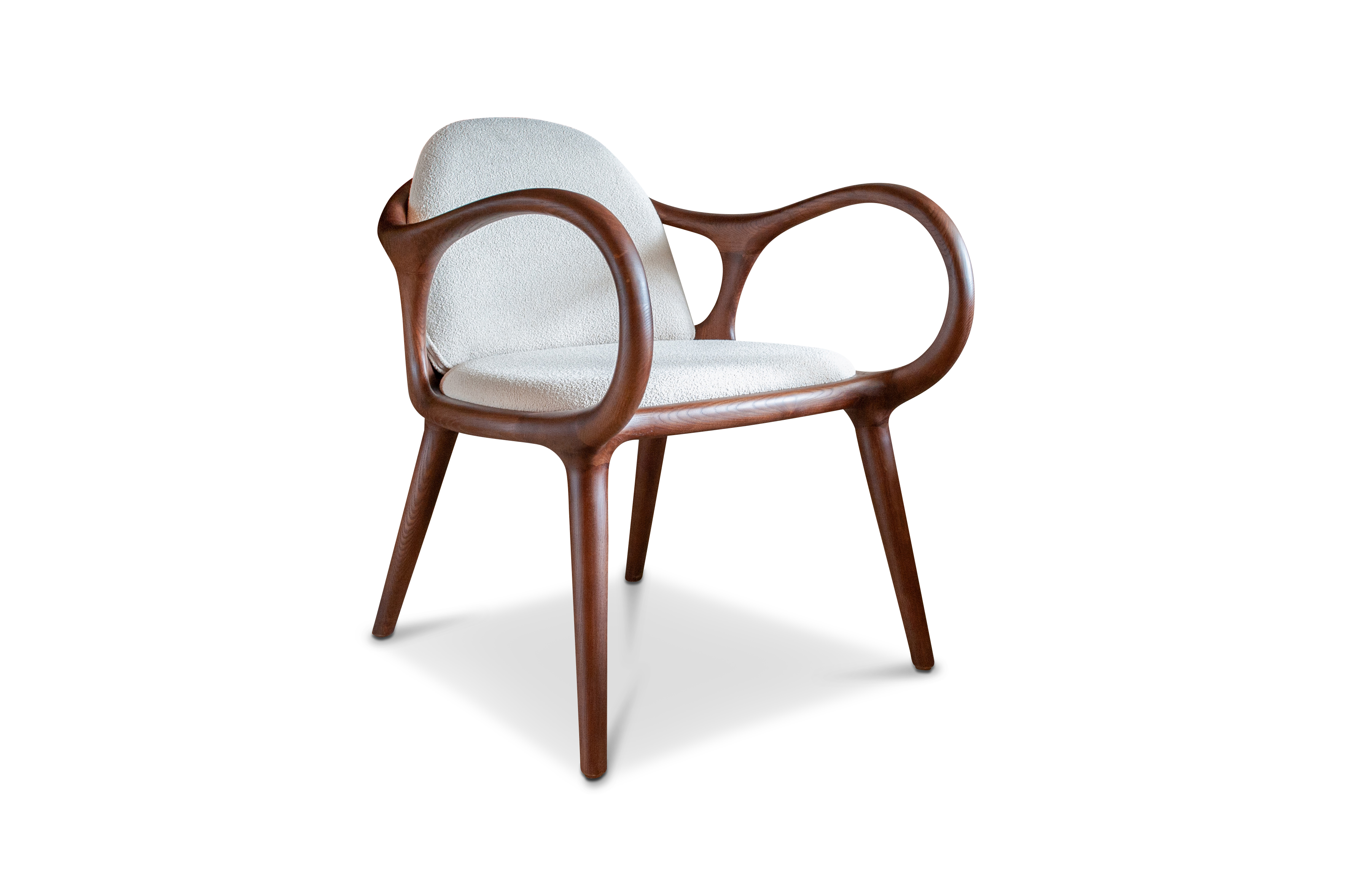 Fauteuil en frêne massif et tissu bouclé ONYX, PRODUIT INTERIEUR BRUT