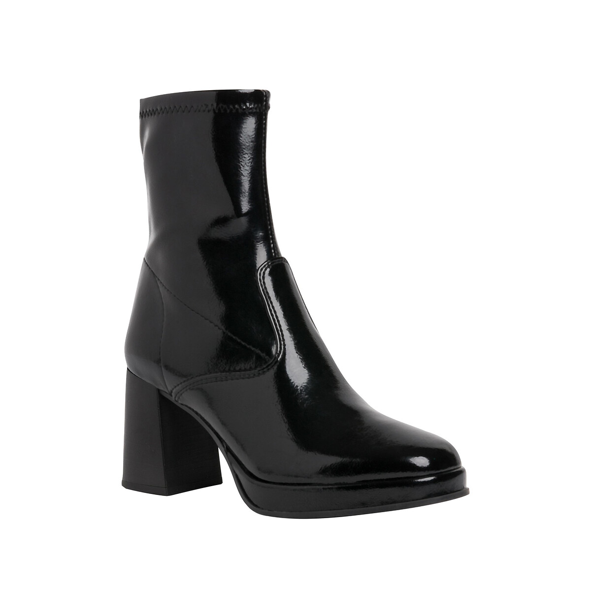Patent heeled ankle boots black patent 