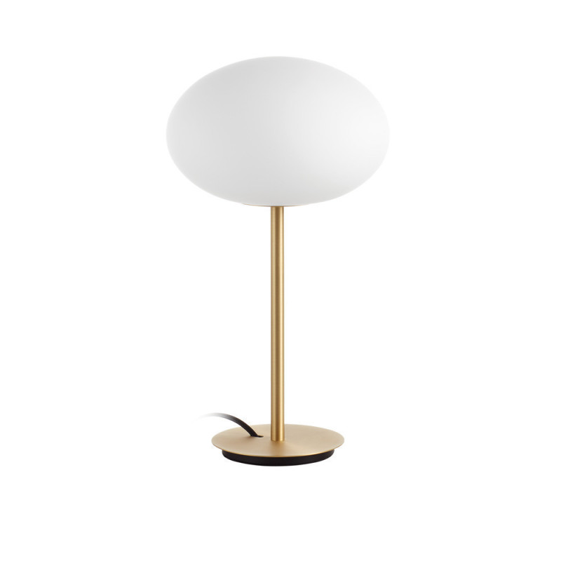 Lampe à poser Press laiton mat et globe verre blanc, MILLUMINE