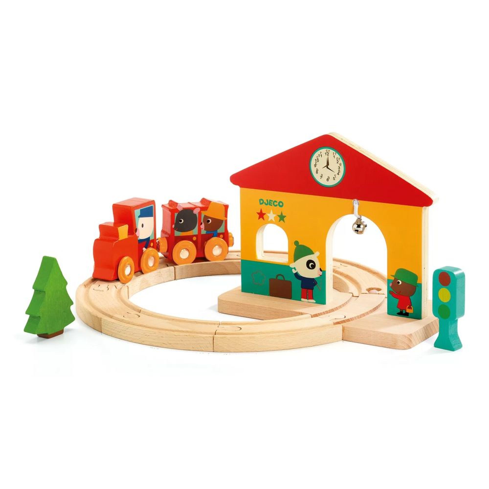 Minitrain et mini circuit en bois, DJECO