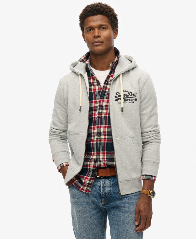 Sweat à capuche zippé et brodé Vintage Logo, SUPERDRY