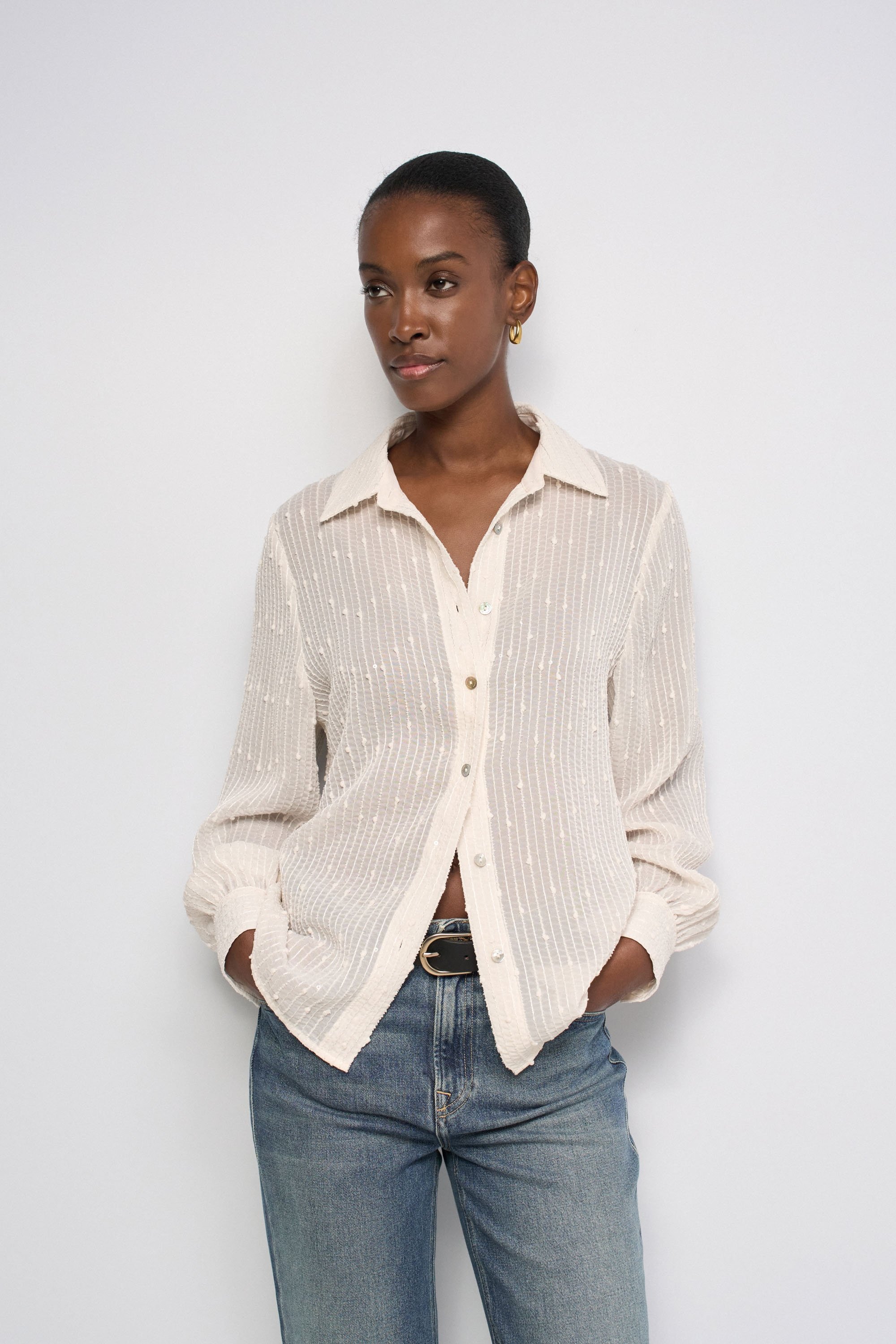 CHEMISE TEXTURÉE À SEQUINS, SALSA JEANS