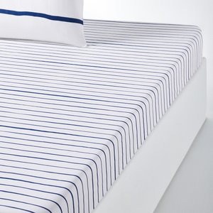 Glenans Nautical Striped 100% Cotton Fitted Sheet LA REDOUTE INTERIEURS image