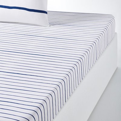 Glenans Nautical Striped 100% Cotton Fitted Sheet LA REDOUTE INTERIEURS
