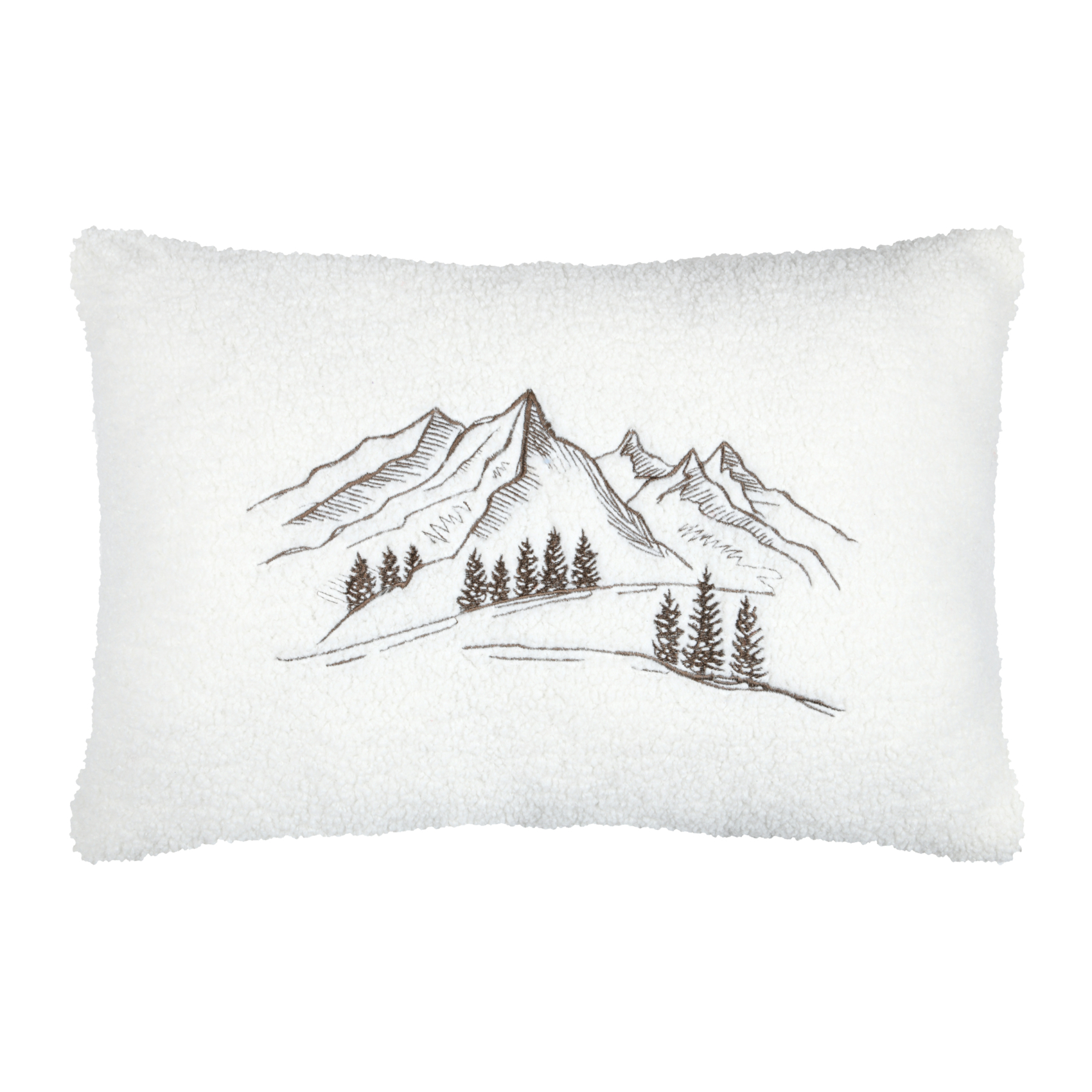 Coussin rectangulaire en bouclette à motif montagne, LOVELY CASA
