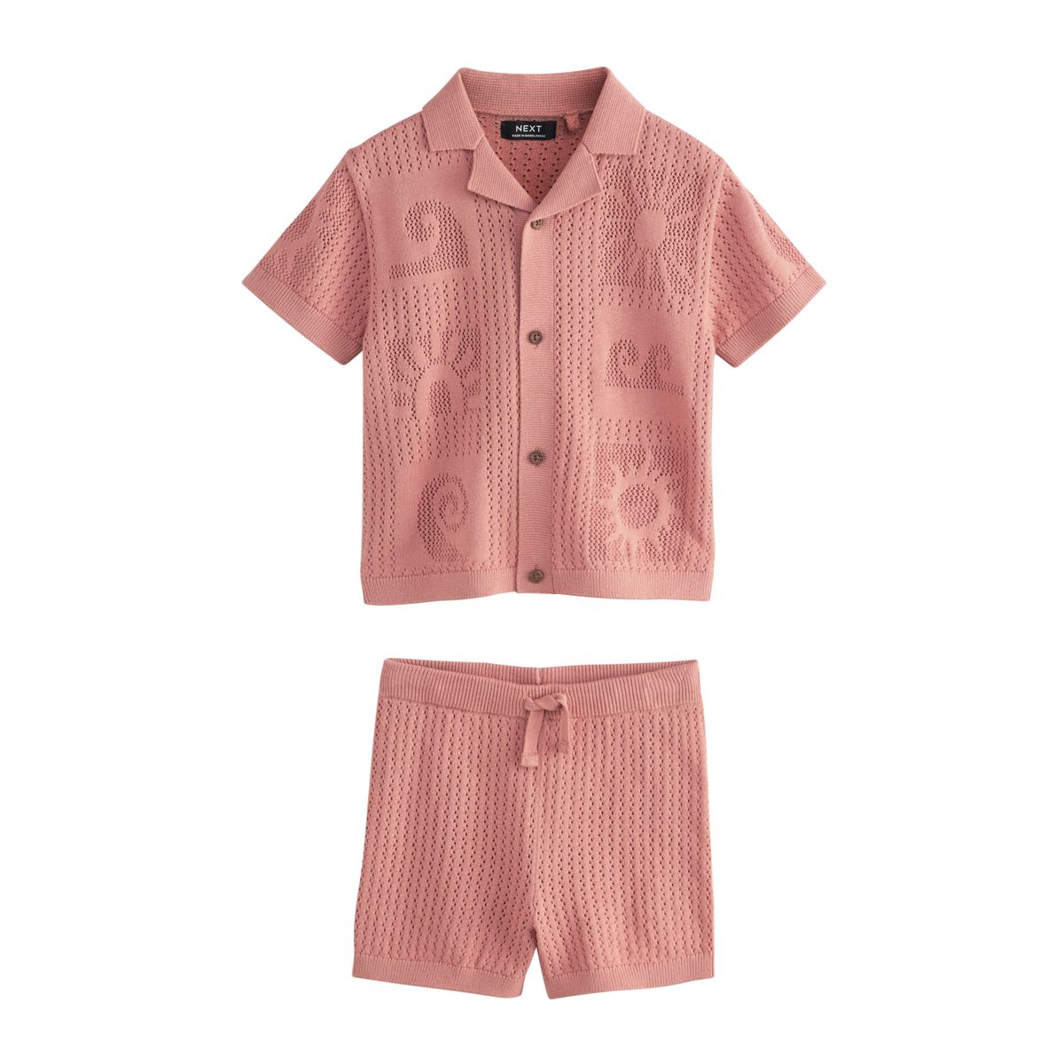 Ensemble polo en maille texturée et short, NEXT
