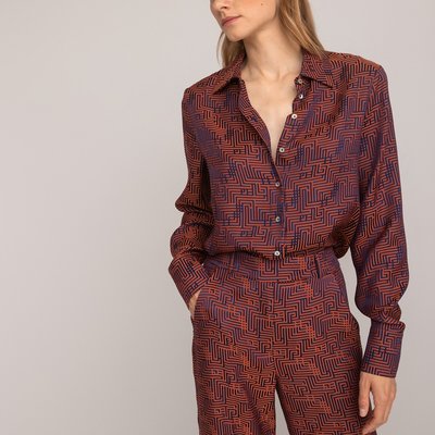 Geometric Print Shirt with Long Sleeves LA REDOUTE COLLECTIONS