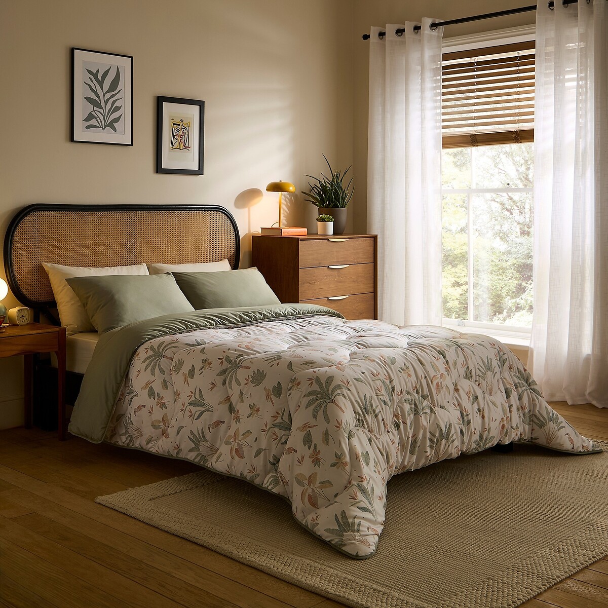 10.5 Tog Coverless Duvet And Pillowcase Set Abstract Palms, NIGHT LARK