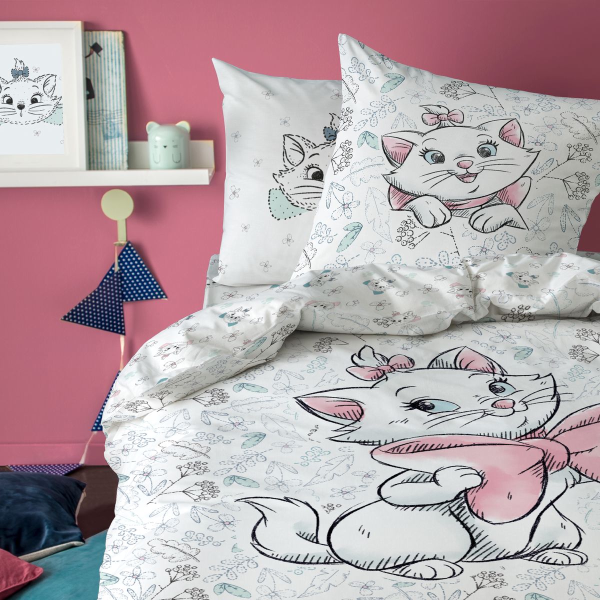 Minnie Mouse Beautiful Life Parure de lit réversible 100/% Coton Gris//Rose 140 x 200 cm