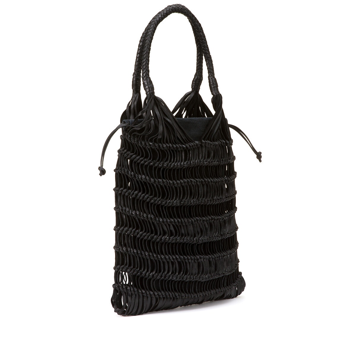 Sac cuir deals tressé noir