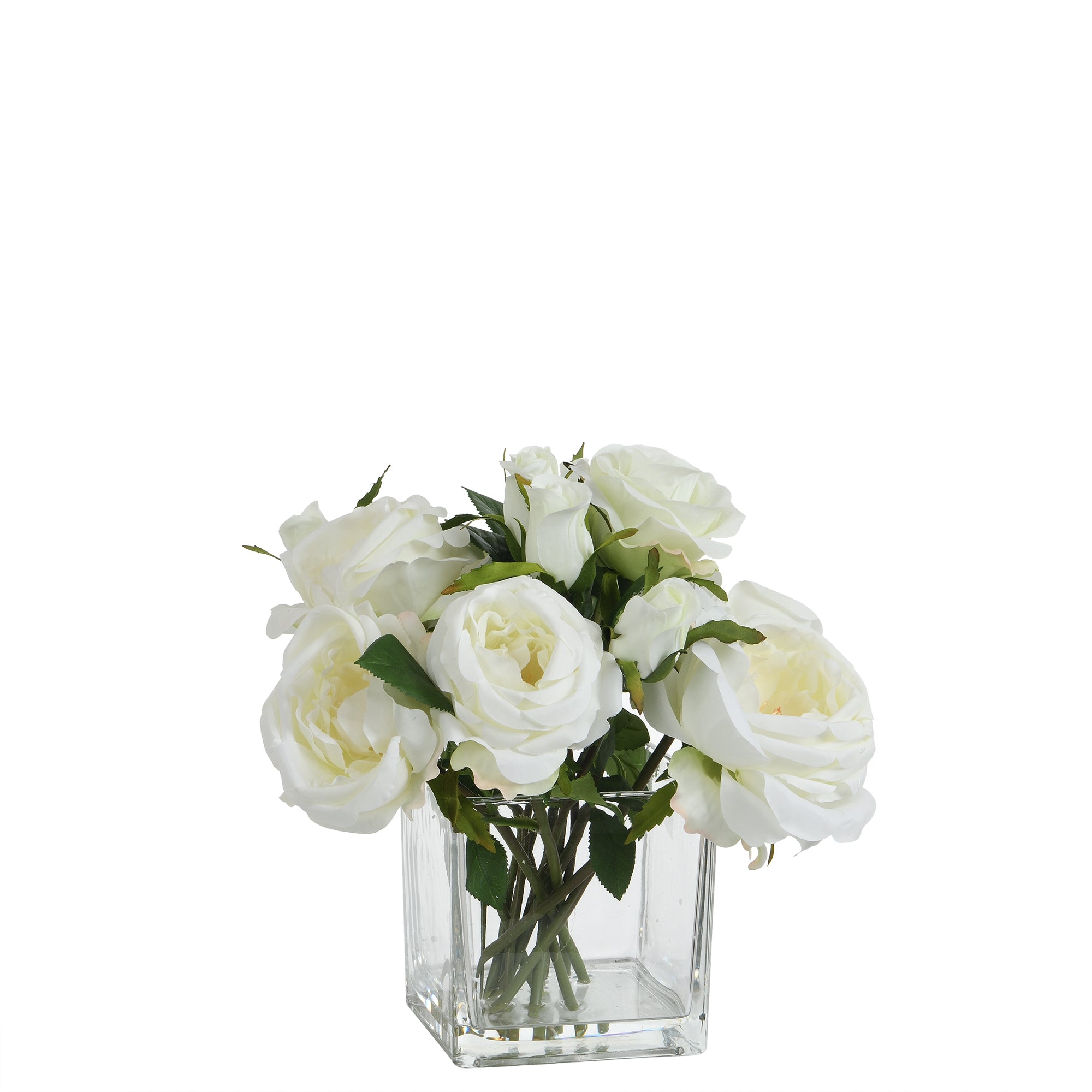 Composition de roses artificielles en vase H17, SIA DECO