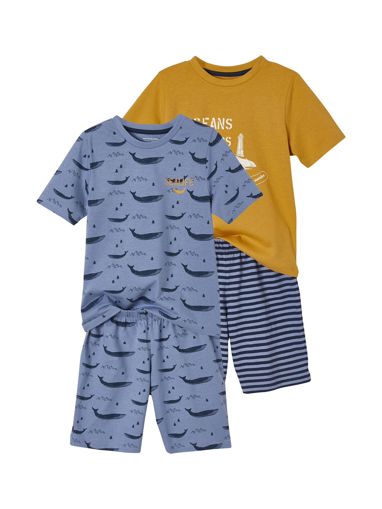 Lot de 2 pyjashorts baleines, VERTBAUDET