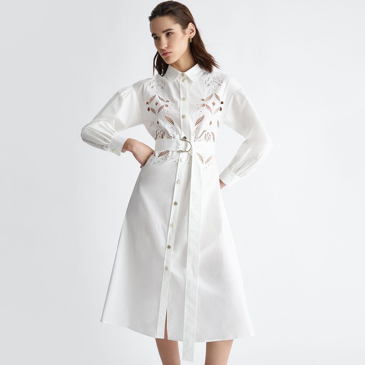 Robe chemise blanche avec ceinture sales