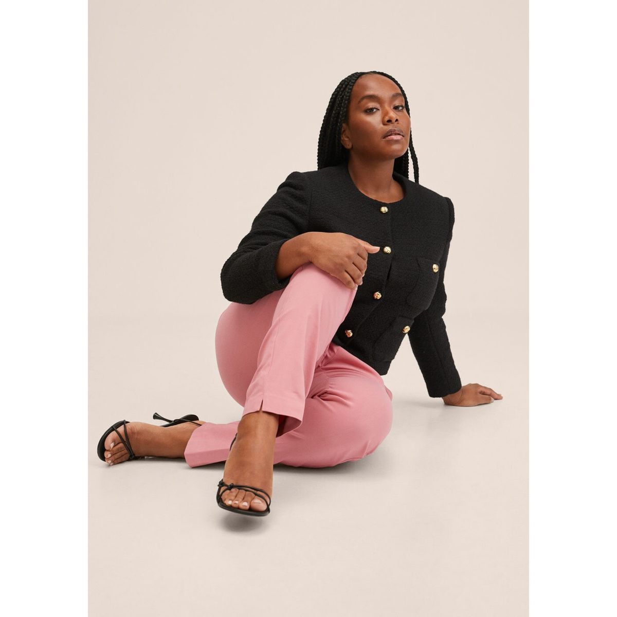 Pantalon skinny crop rose Mango | La Redoute