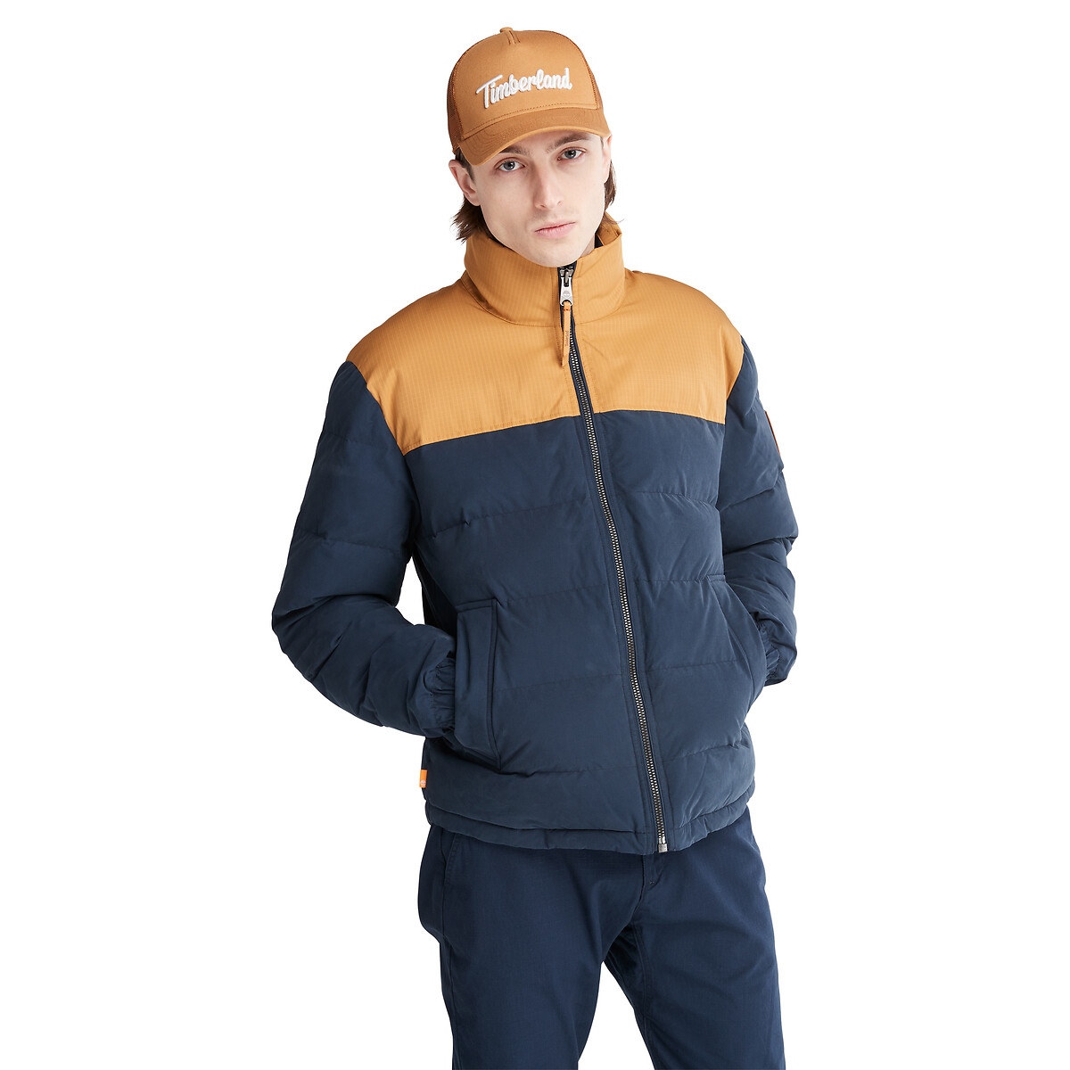 Two-Tone Padded Jacket in Cotton Mix
