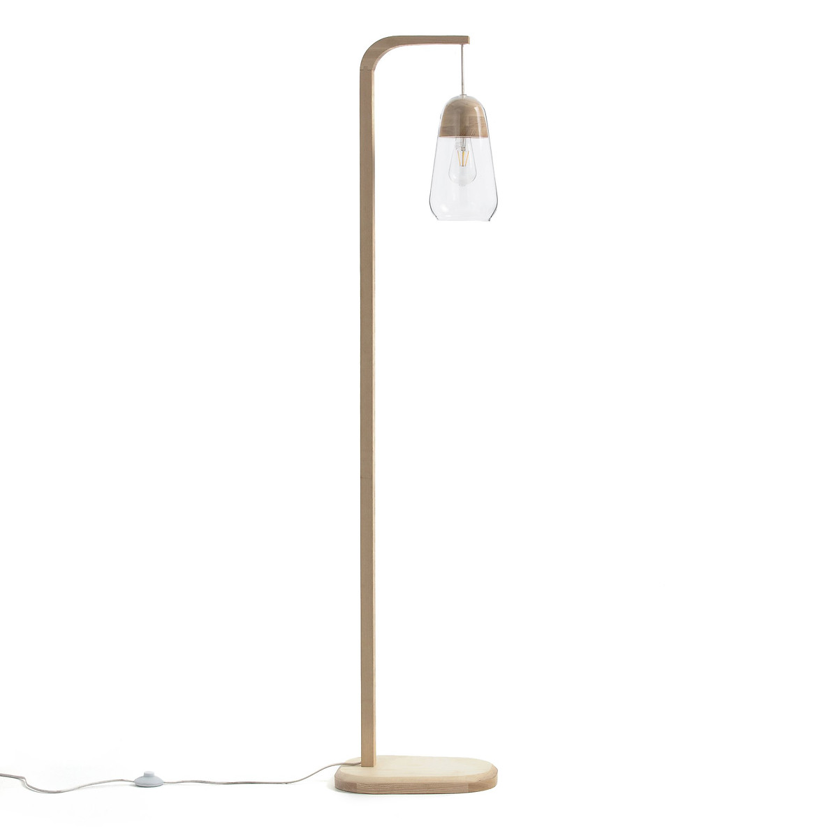 Staande lamp in glas en hout Nasoa