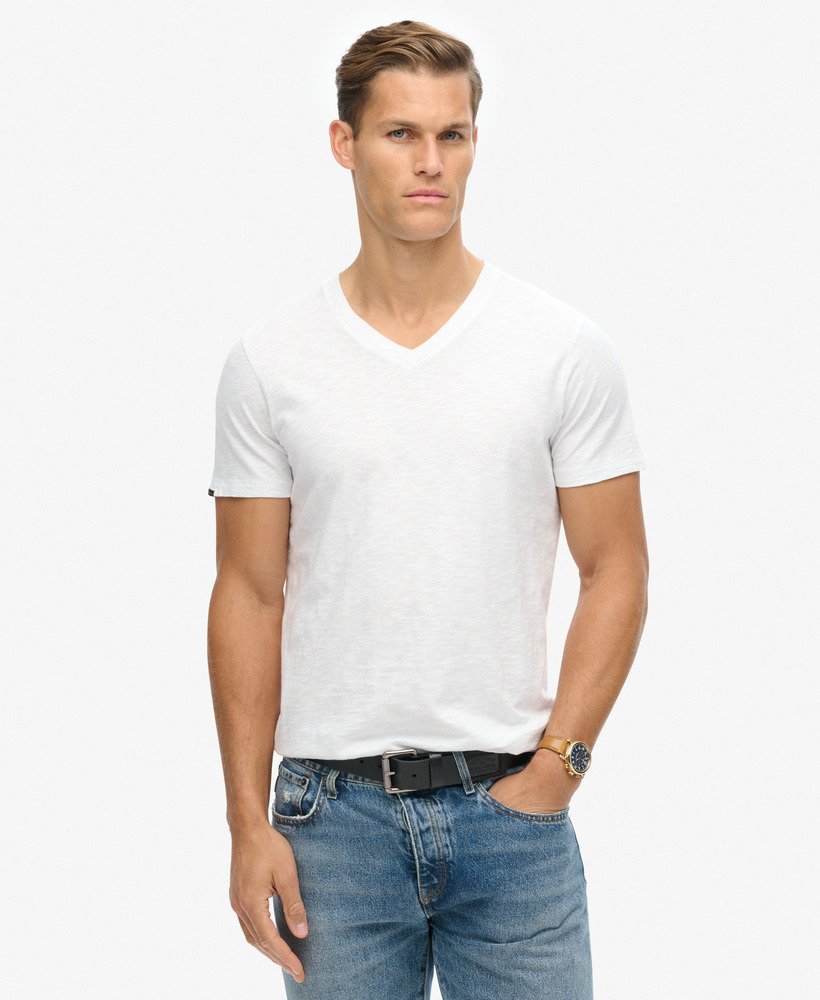 T-shirt flammé à manches courtes et col en V, SUPERDRY