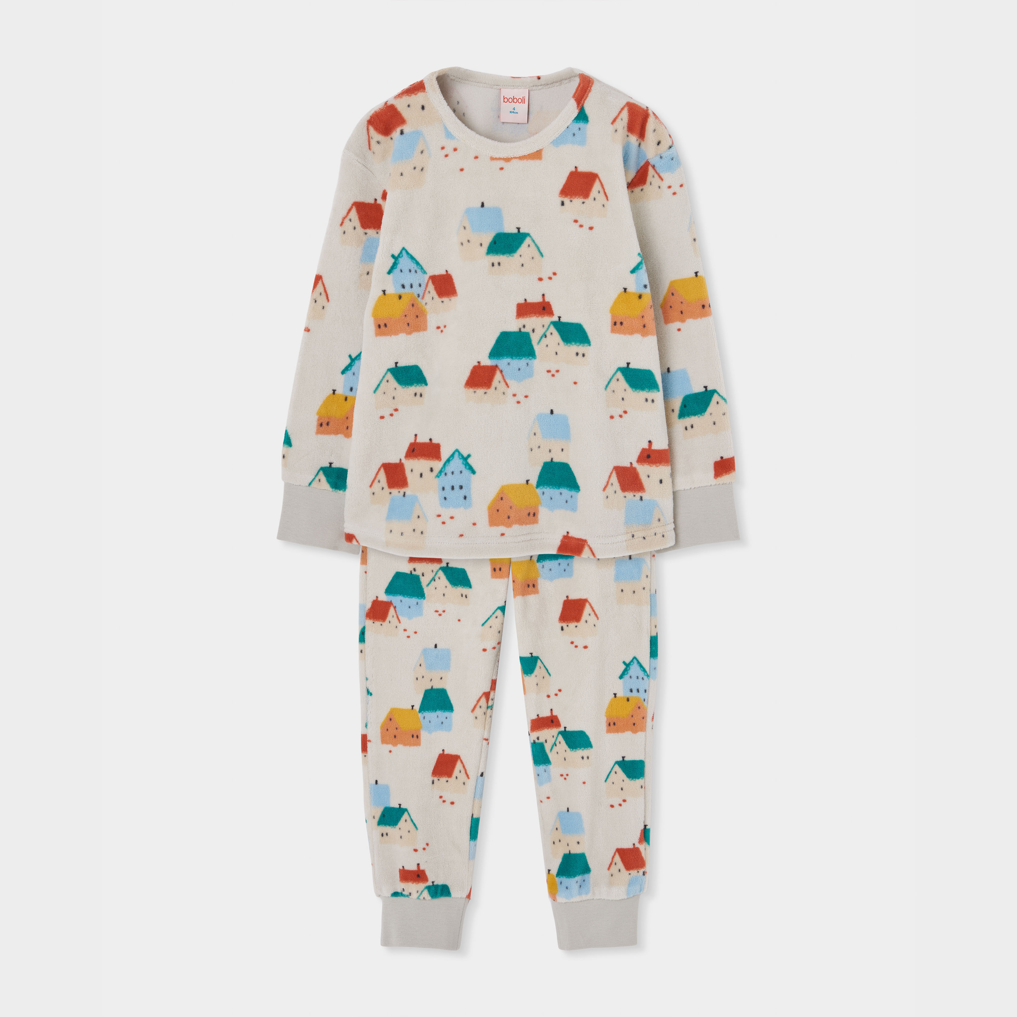 Pyjama fille molleton imprimé maisons, BOBOLI