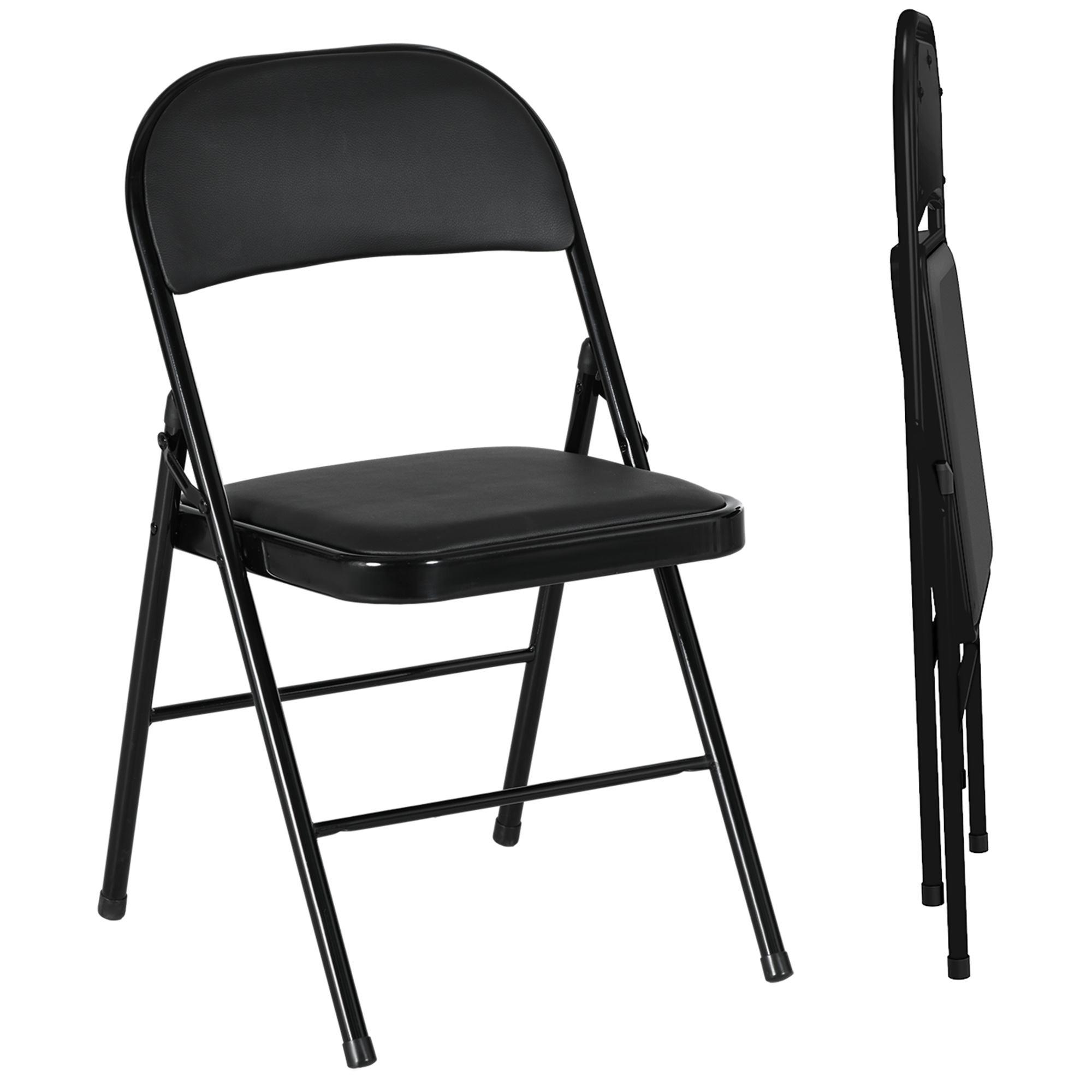 Chaise pliante Revêtement synthétique Noir, HOMCOM