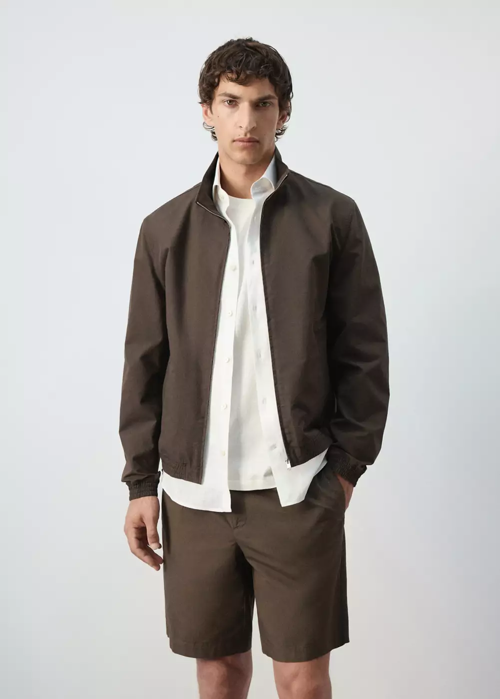 Veste droite coton lyocell, MANGO MAN