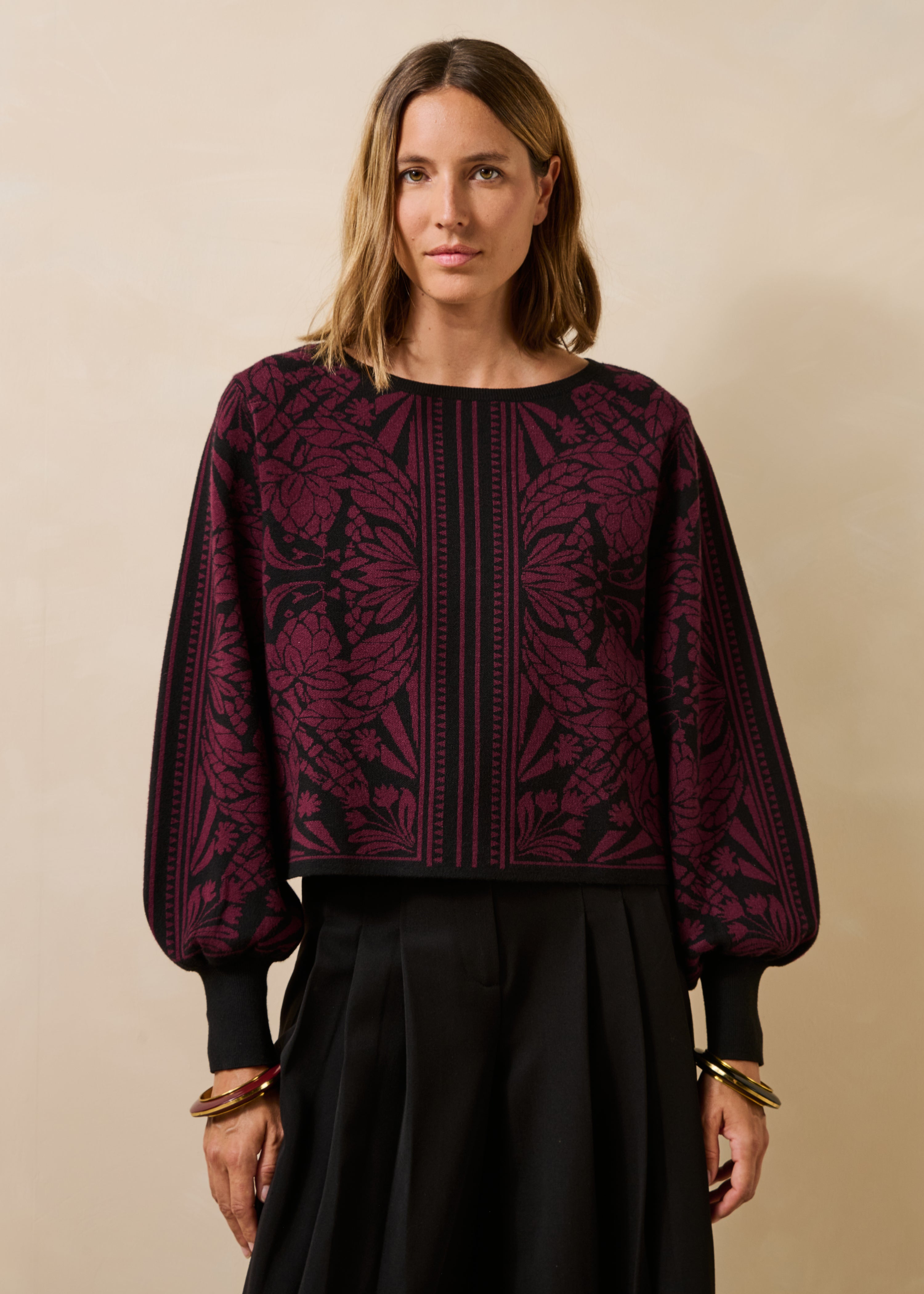 Pull en maille jacquard bicolore, LA FEE MARABOUTEE