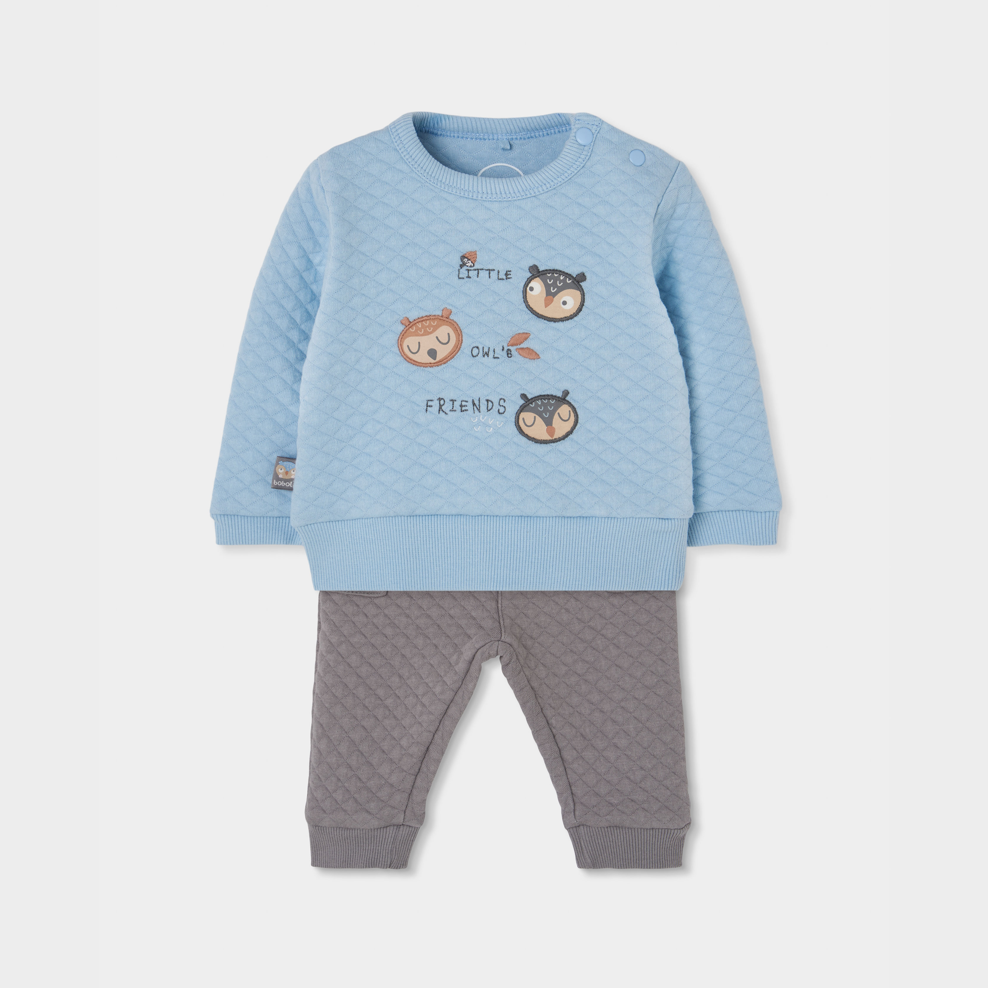 Ensemble bébé garçon maille imprimé hiboux, BOBOLI