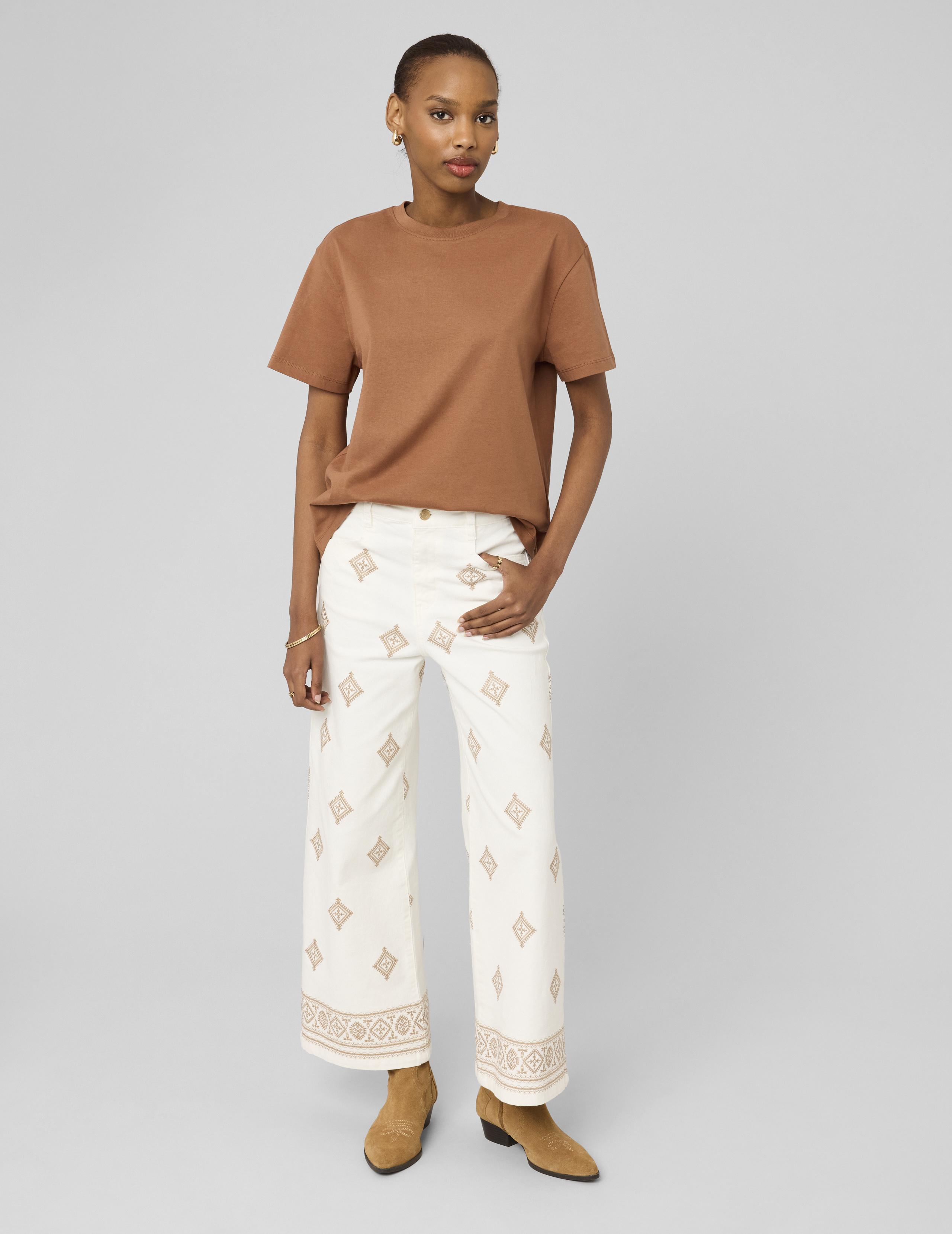 Jean wide leg brodé, BZB