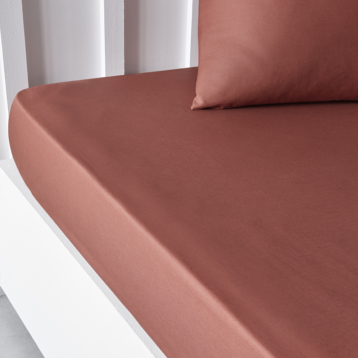 Drap housse grand bonnet 2 personnes uni coton PRESTIGE, TODAY