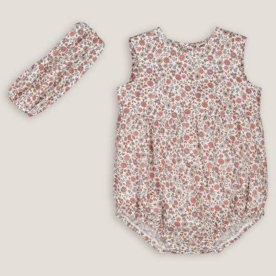 Floral Cotton Romper/Headband Outfit LA REDOUTE COLLECTIONS