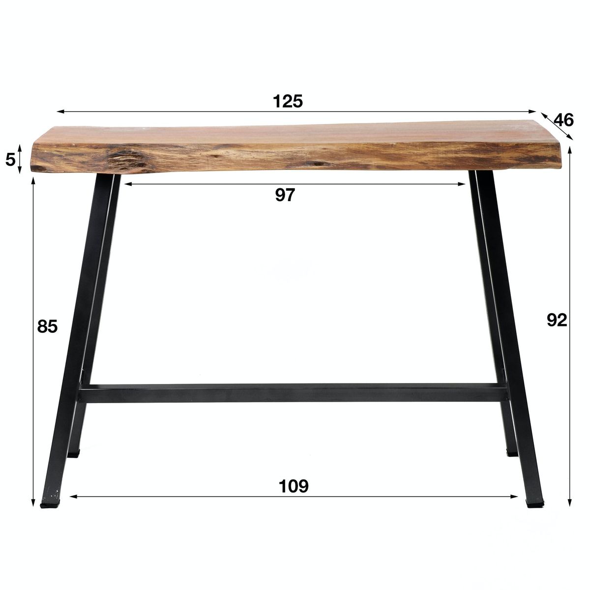 Table de bar mange-debout contemporain bois massif d'acacia et métal 125cm  melbourne Couleur bois naturel Pier Import