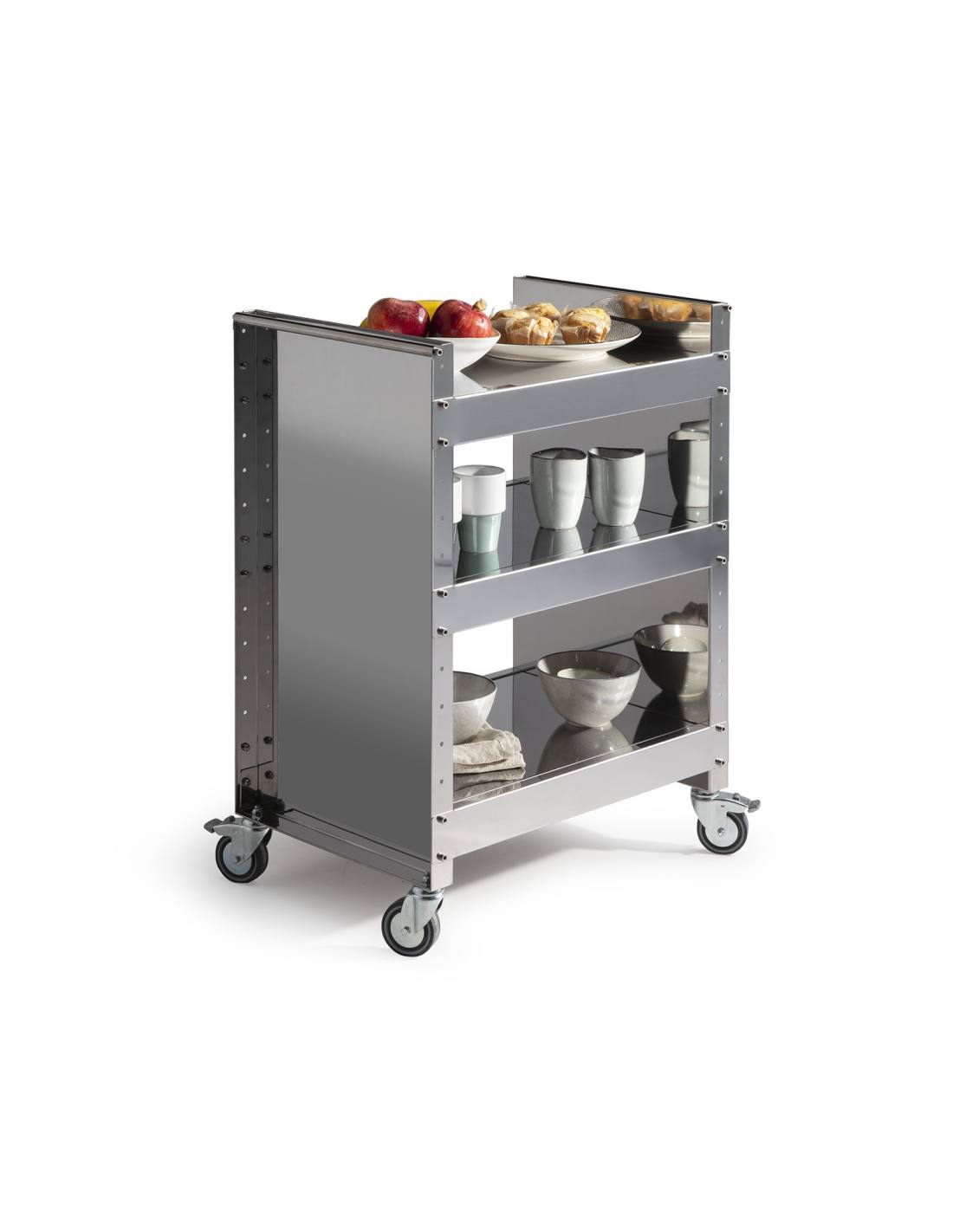 Chariot/table roulante professionnelle polyvalente en acier inoxydable TEO, DON HIERRO