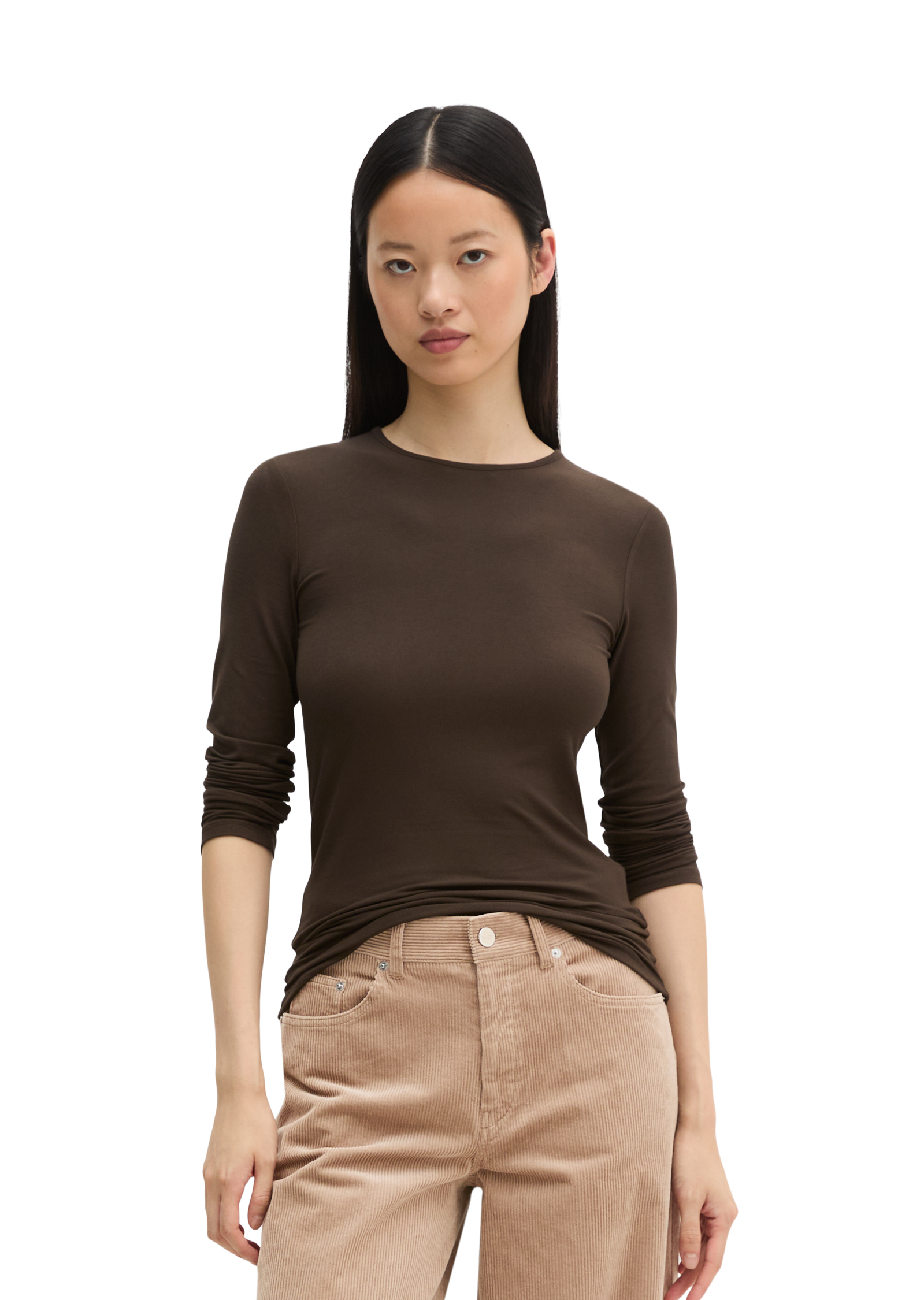 T-shirt à manches longues ajusté en TENCEL™ Modal extensible, MARC O'POLO