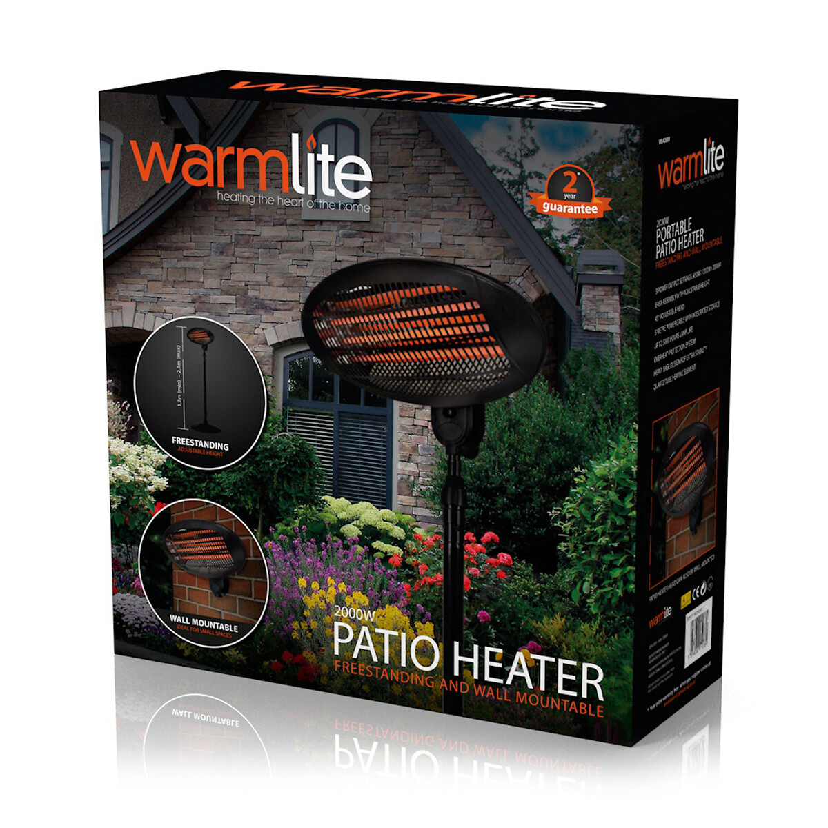 Quartz 2000w floor u0026 wall patio heater - black - wl42009, black, Warmlite |  La Redoute