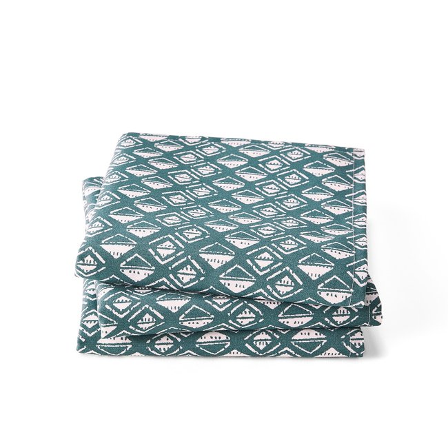 Lot de 3 serviettes de table imprimées Lodge vert imprimé <span itemprop=