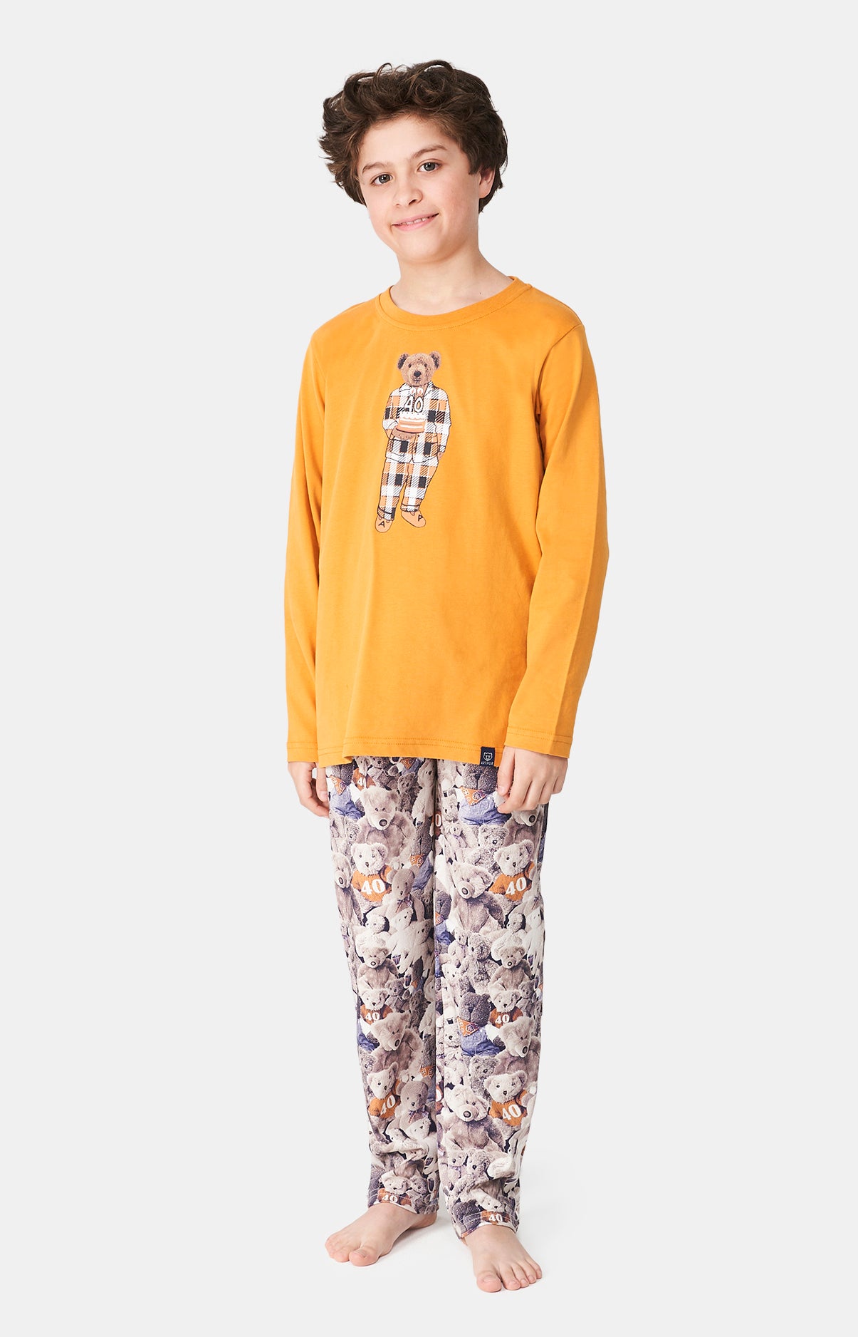 Pyjama en coton imprime happy 40 marron Arthur La Redoute