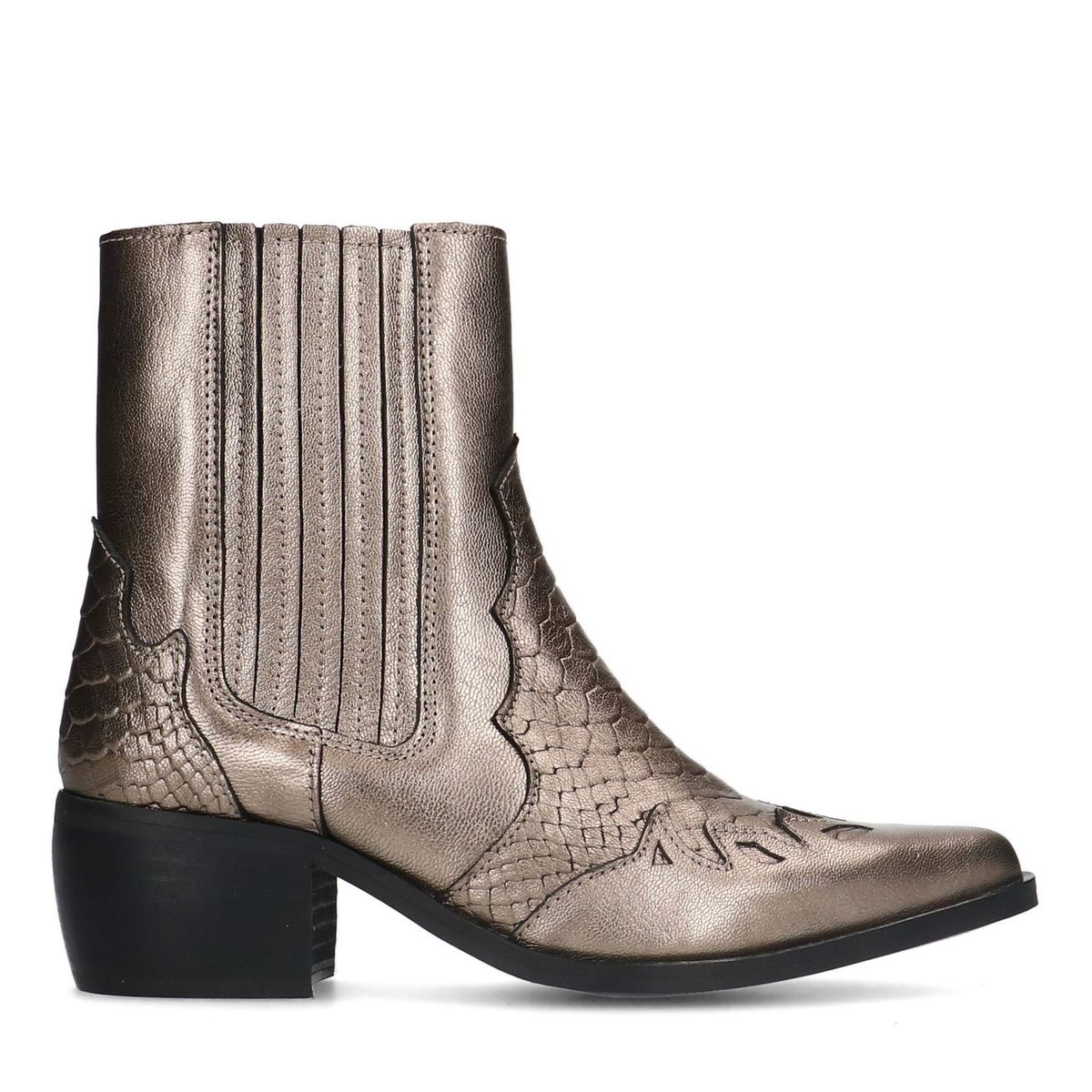 Santiags en cuir avec d tails beige Sacha La Redoute