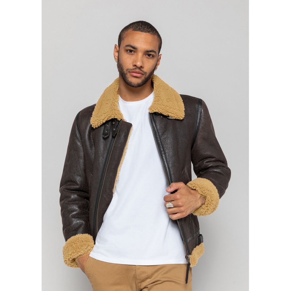Veste cuir bombardier homme La Redoute