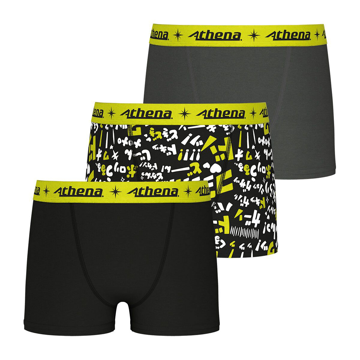 Lot De 3 Boxers Garçon Athena - 95% Coton, 5% élasthanne, Coupe Confortable, Sans étiquette, Lavable Machine