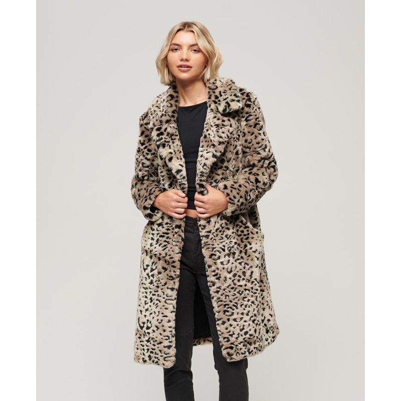 Manteau long vintage en fausse fourrure animal Superdry La Redoute