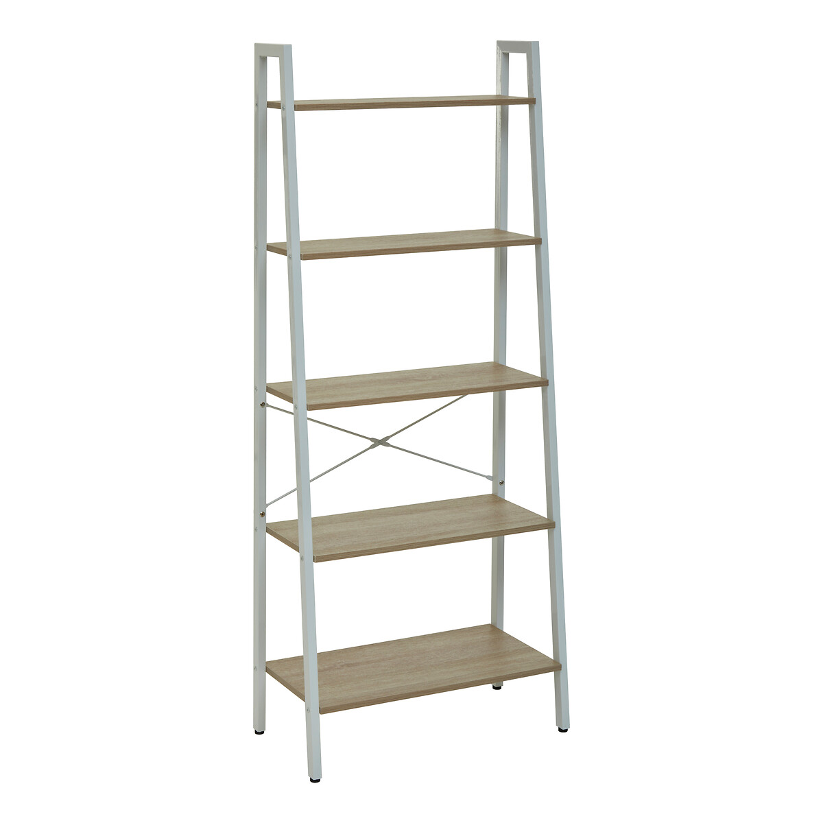Industrial Style 5 Tier Ladder Shelf, White Industrial Style Shelving
