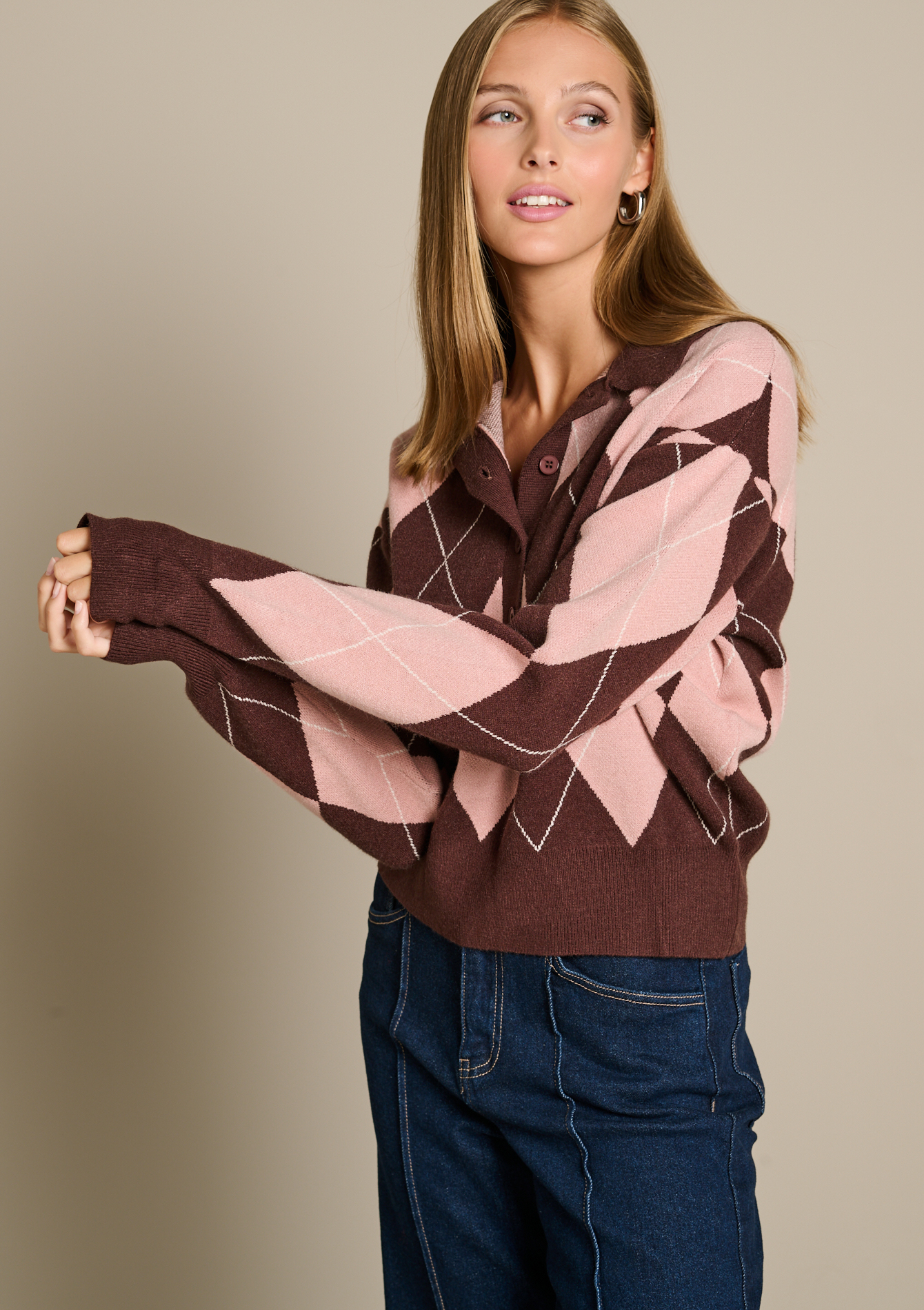 Pull jacquard à col polo, LOLALIZA