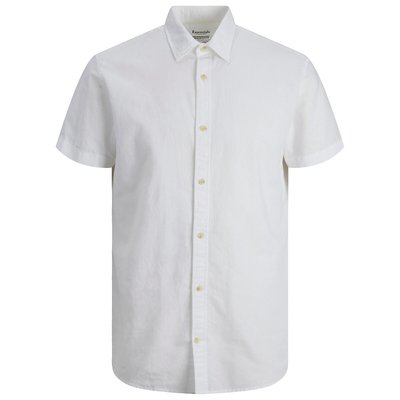 Plain Cotton/Linen Shirt with Short Sleeves JACK & JONES