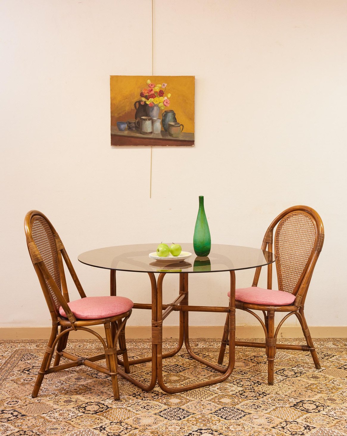 Table à manger en rotin Romy N°1509 - Bon état, DEBONGOUT