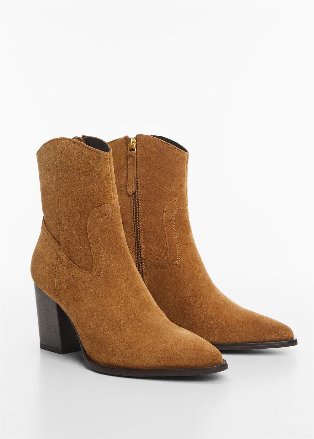 Bottine talon suede tabac Mango La Redoute