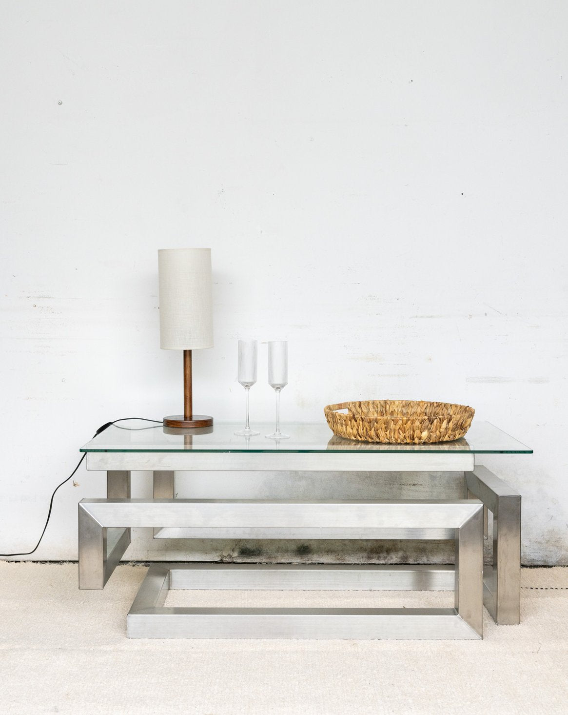 Table basse métal et verre Donna N°64 - Bon état, DEBONGOUT