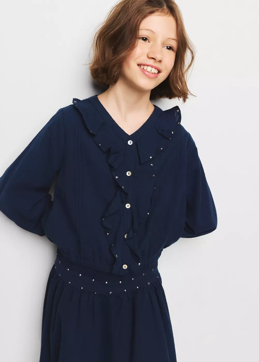 Blouse à volants avec détail de sequins, MANGO KIDS