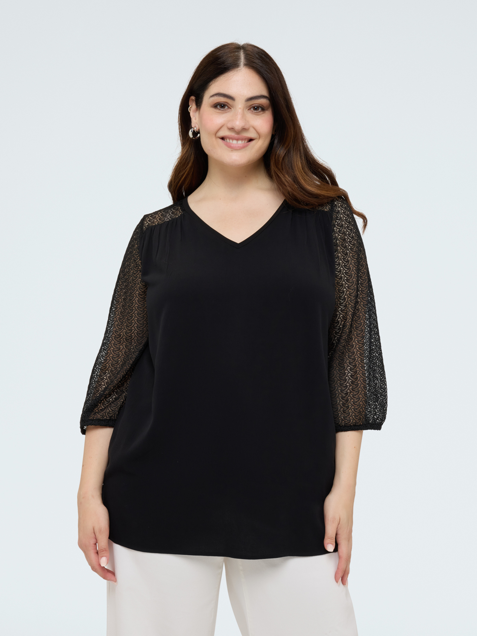 T-shirt avec manches crochet, FIORELLA RUBINO