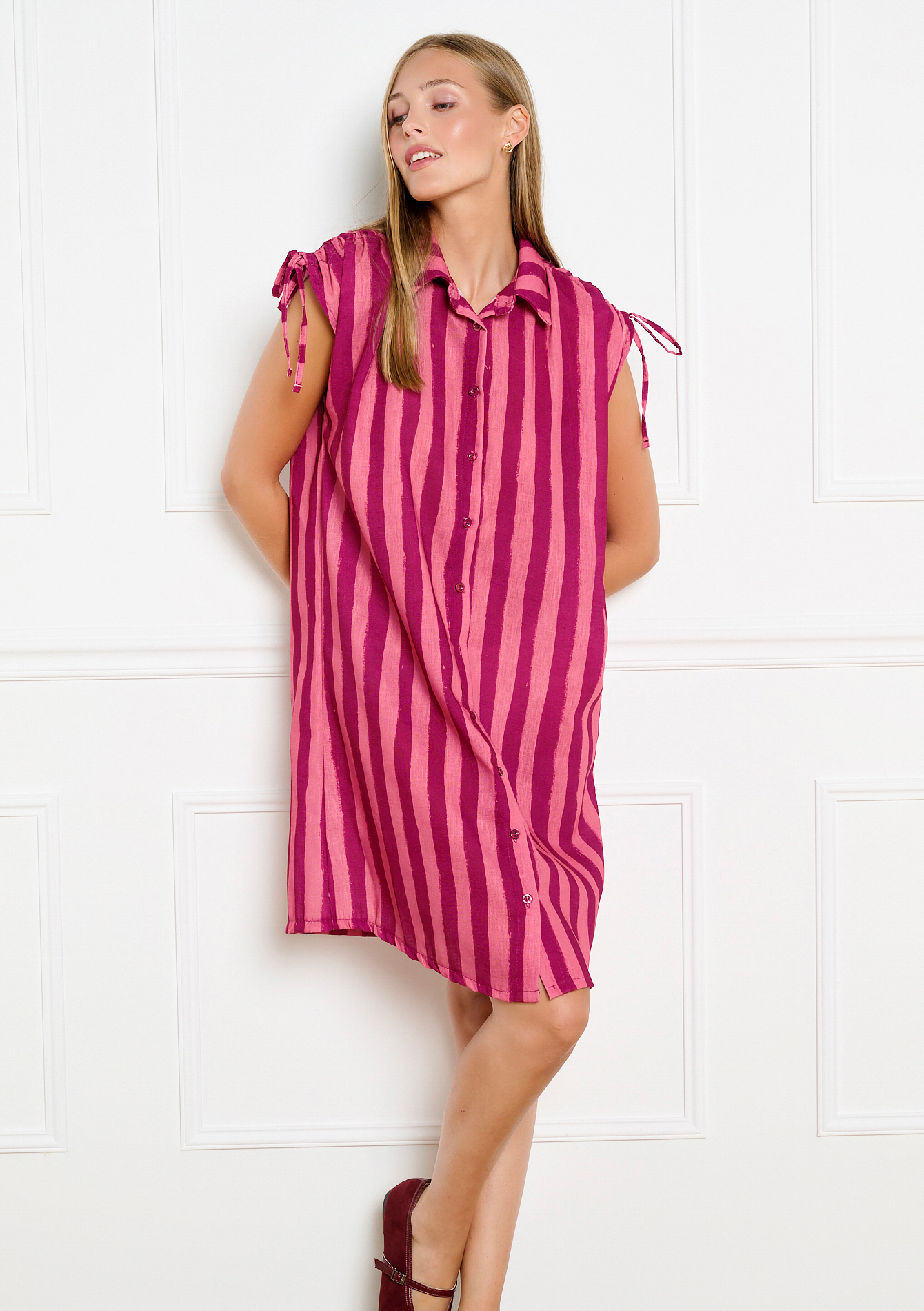 Robe chemise épaules froncées, LOLALIZA