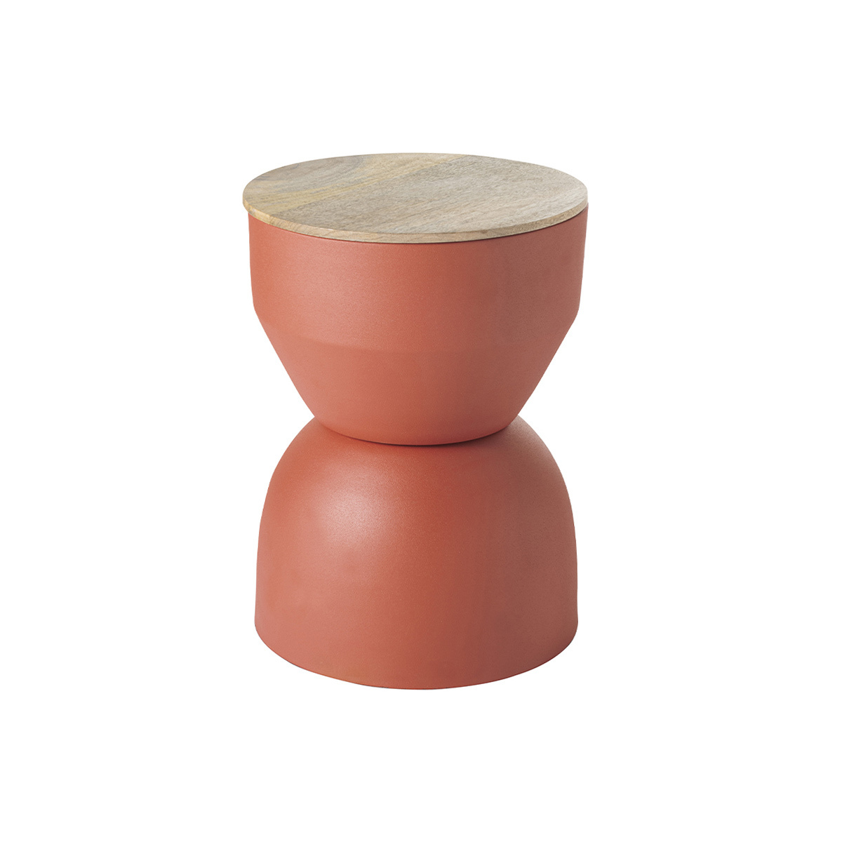 Table d'appoint ronde design avec rangement en métal et bois manguier massif D30 cm YOYO, MILIBOO