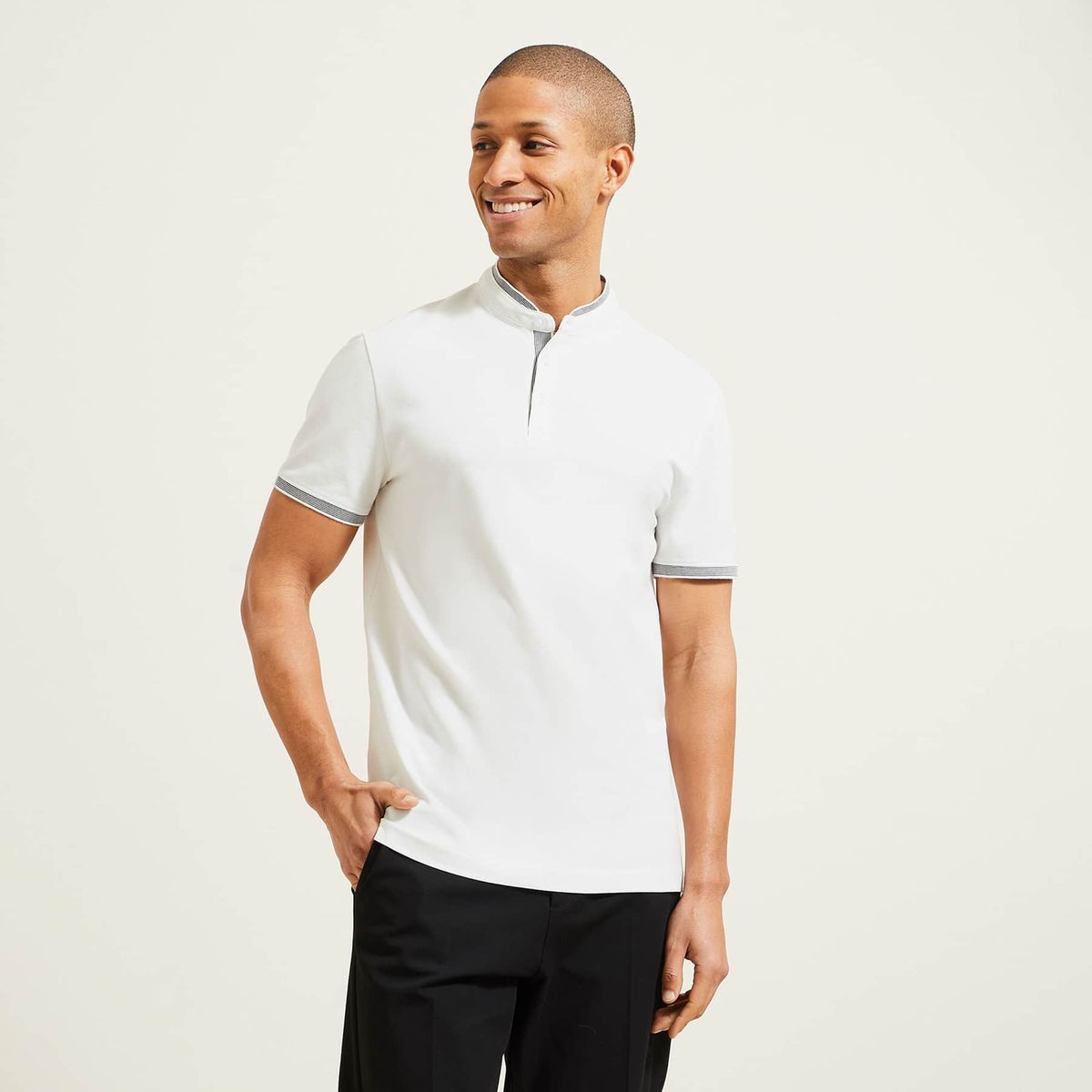Polo lacoste col top mao